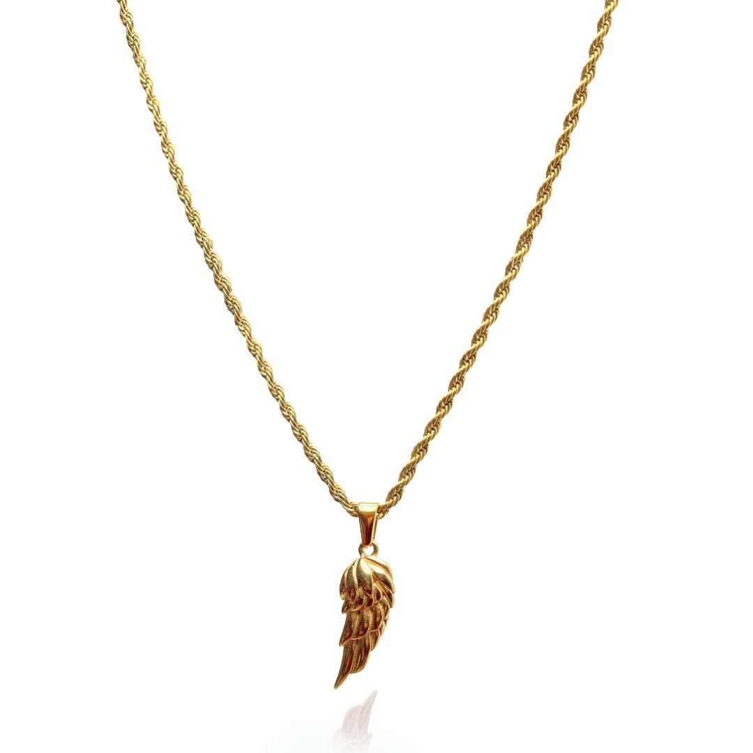 Cross & Wing Pendant Set - (Gold)