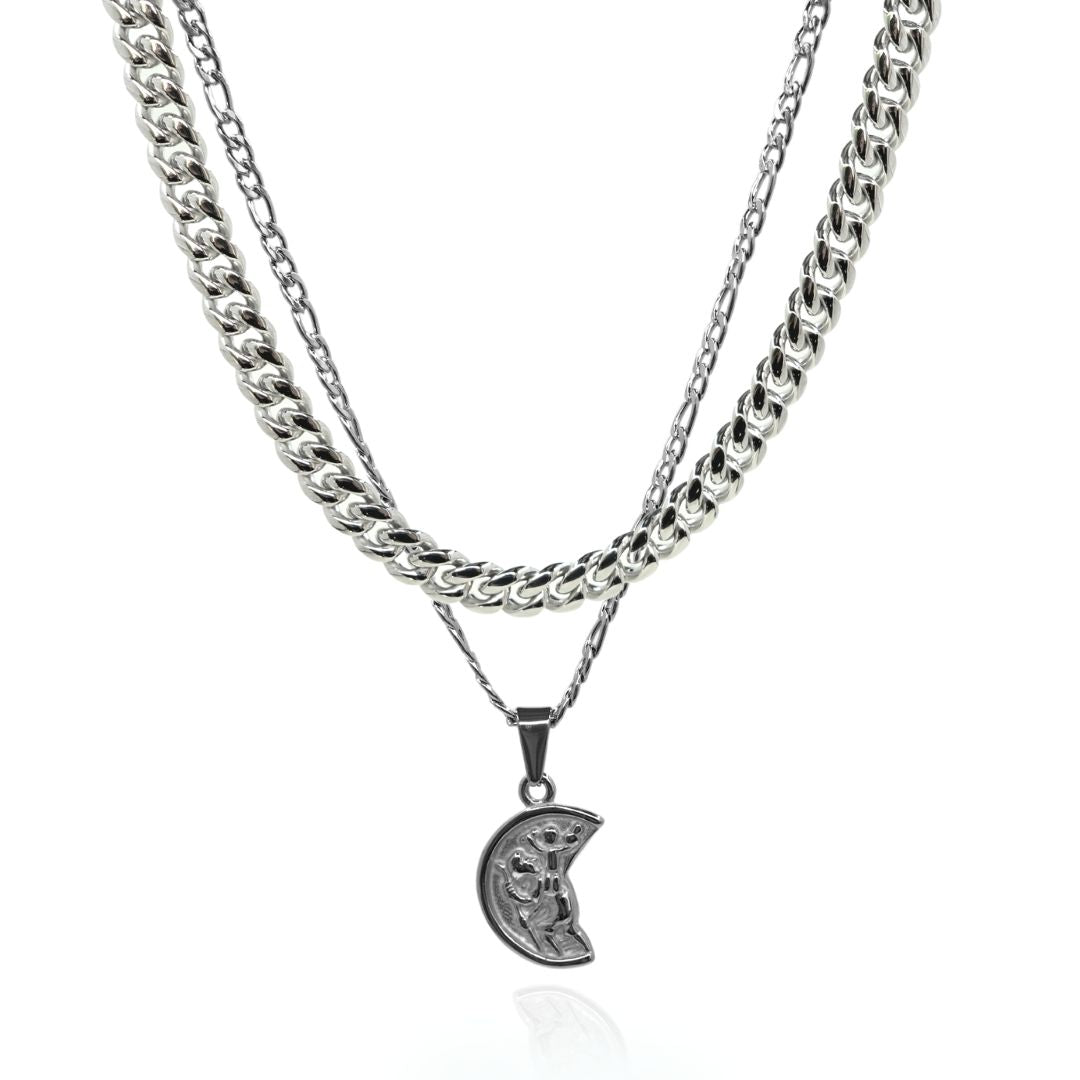 ST C PENDANT & CHAIN SET - (SILVER)