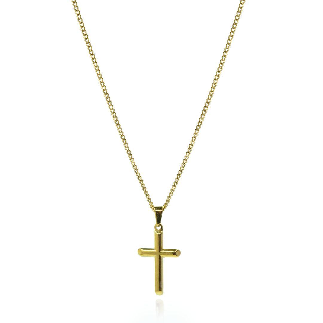 PLAIN CROSS & CHAIN SET - (GOLD)