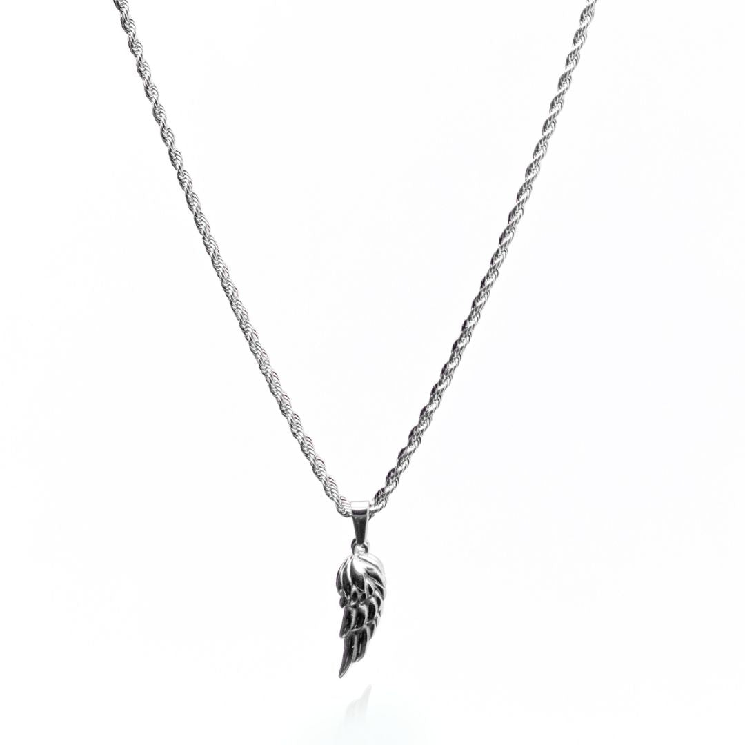 Cross & Wing Pendant Set - (Silver)