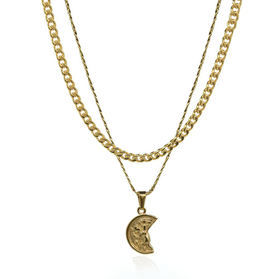 ST C PENDANT & CHAIN SET - (GOLD)