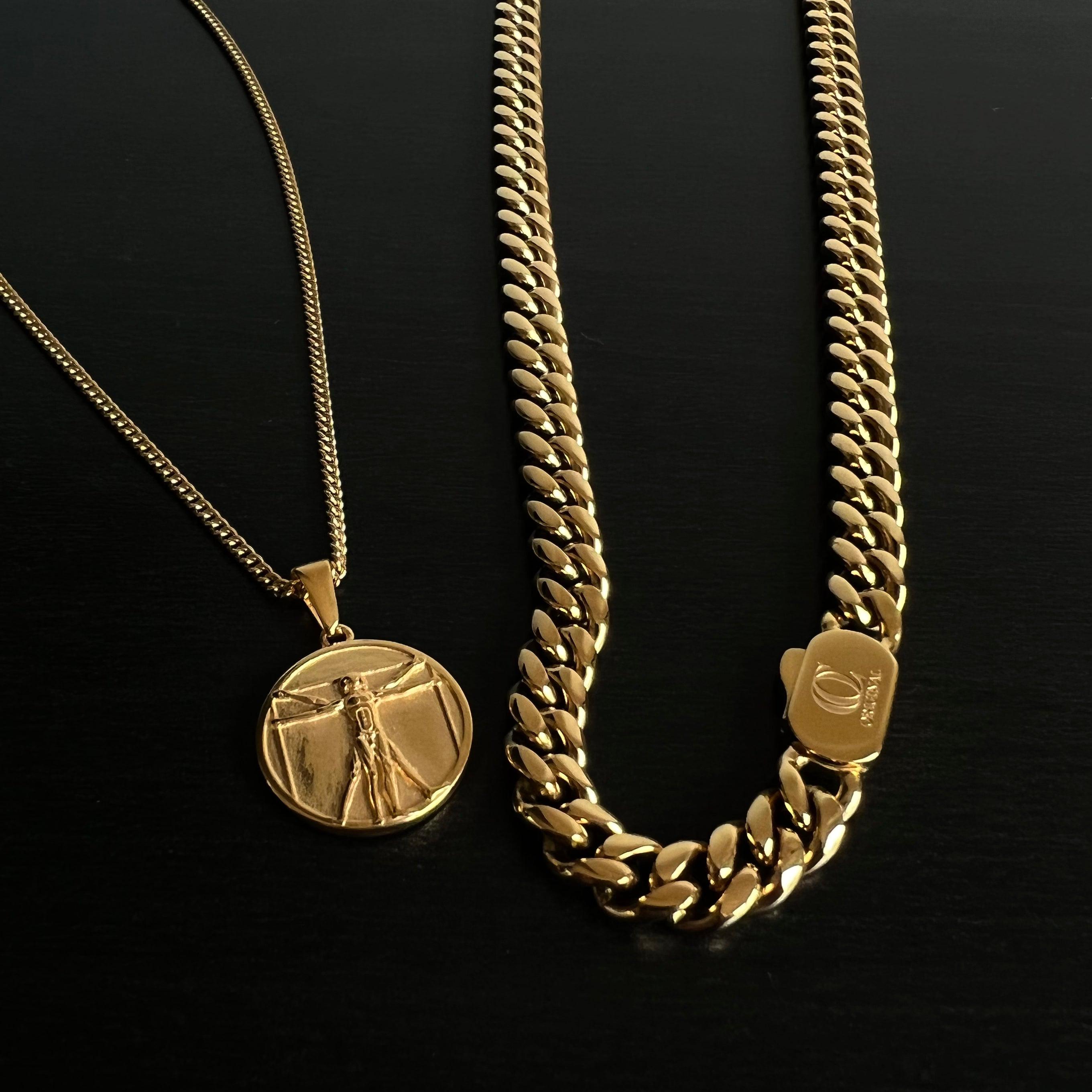 VITRUVIAN MAN PENDANT - (GOLD)-Collective Original-45cm - (Chain Included)-Collective Original