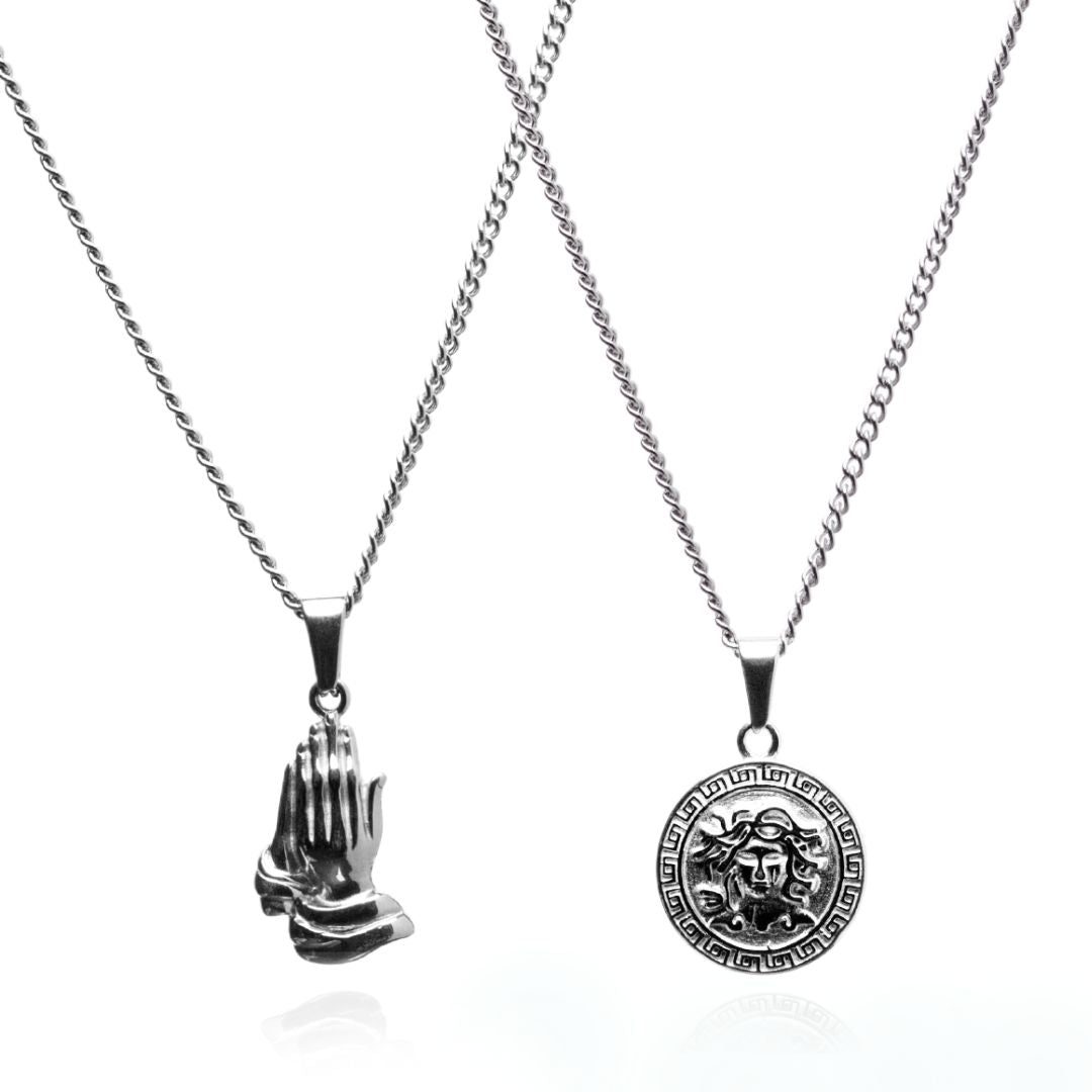 Pray & Medusa Chain Set - (Silver)