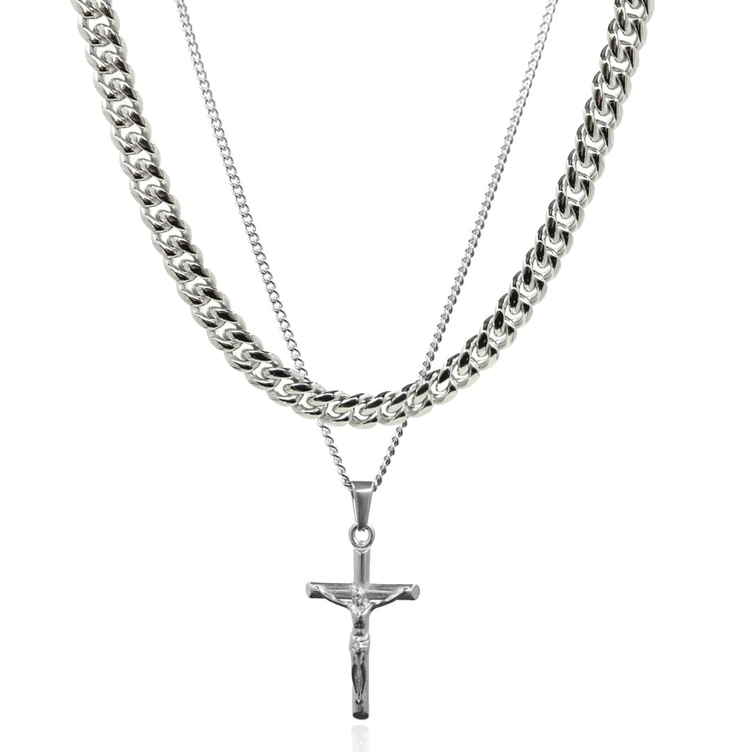 Cross & Chain Set - (Silver)