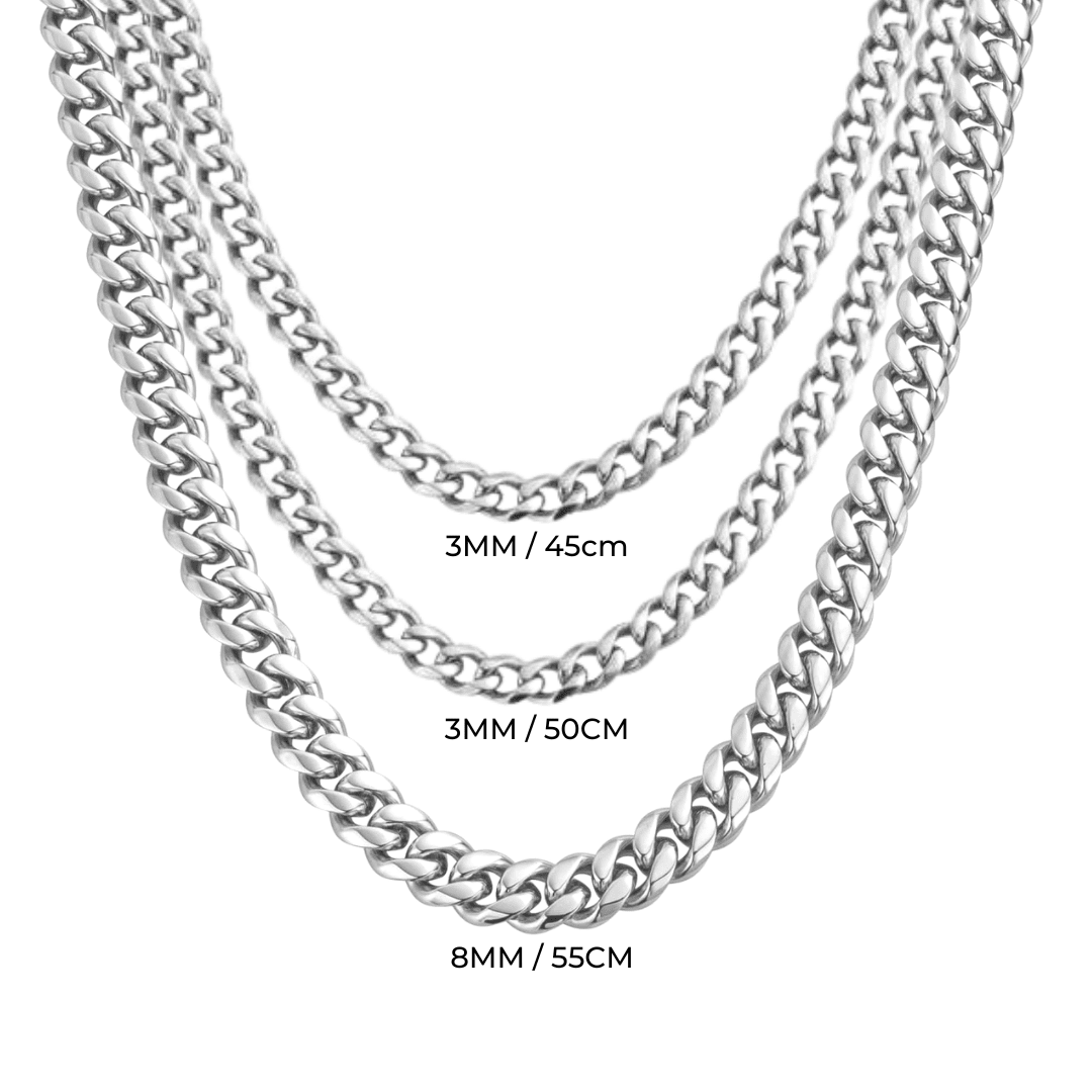 CUBAN COLLECTION (SILVER) - 3MM / 8MM-Collective Original-45cm-50cm-Collective Original