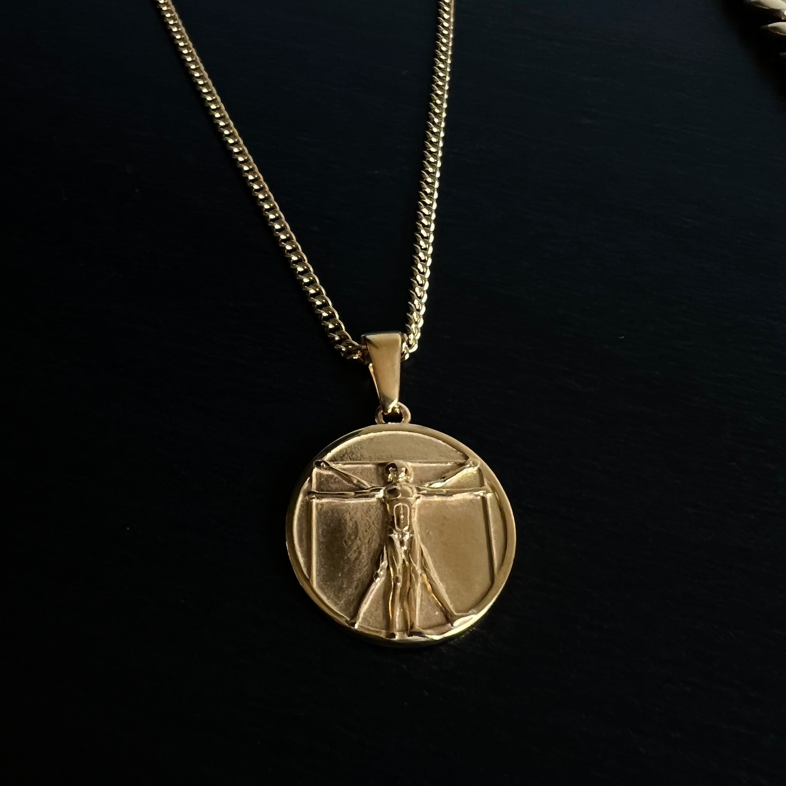 VITRUVIAN MAN PENDANT - (GOLD)-Collective Original-45cm - (Chain Included)-Collective Original